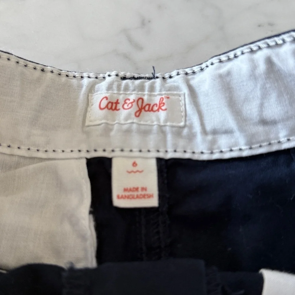 Cat & Jack Boys Navy Chino Shorts Size 6 Adjustable Waist School Uniform